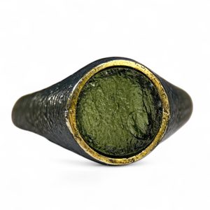 Theodoricus Silver MOLDAVITE Ring
