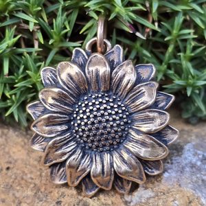 Sunflower, pendant, bronze