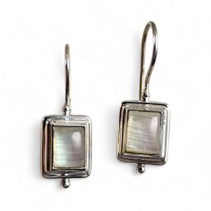 QUATRO, silver earrings, rainbow moonstone, Ag 925/1000
