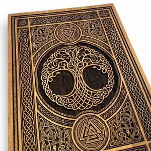 Yggdrasil and Valknut - wall decoration, wood 32x44cm