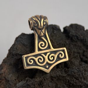 THOR'S HAMMER WITH SPIRALS, bronze pendant