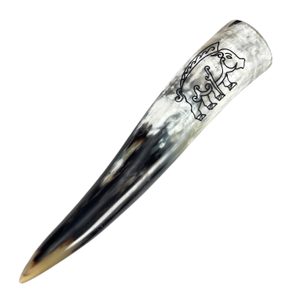 CELTIC BOAR, CARVED DRINKING HORN