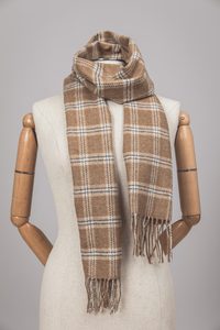 CAMEL CHECK SCARF, lambswool