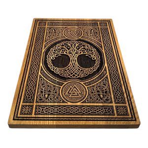 Yggdrasil and Valknut - wall decoration, wood 32x44cm