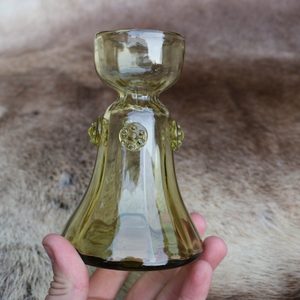 CANDLESTICK, green glass