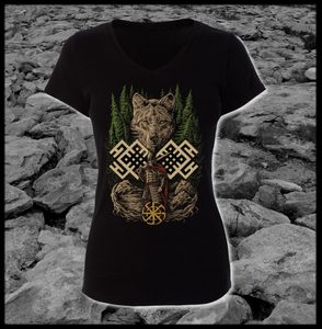 Wolfskrieger, Slawisches Damen-T-Shirt, farbig