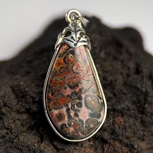 LEOPARD, jasper, silver pendant, Ag 925/1000