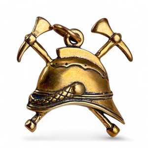 Old Fire Helmet - bronze pendant