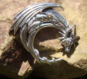 MOON DRAGON, silver pendant