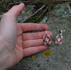 MARINA, AMBER, SILVER EARRINGS - AMBER JEWELRY{% if kategorie.adresa_nazvy[0] != zbozi.kategorie.nazev %} - SILVER JEWELLERY{% endif %}