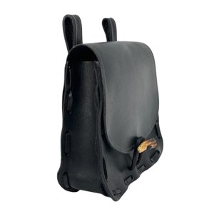 LEATHER HISTORICAL BELT BAG, antler, black