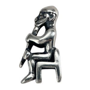 SEATED THOR STATUE - silver pendant, Ag 925