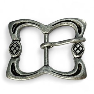 BELT BUCKLE, XIV century, England, zinc - ant. silver