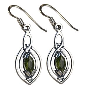 MAIA, earrings, faceted Moldavite, silver