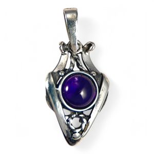 AMALIE, Art Nouveau jewellery, silver pendant with amethyst, Ag 925