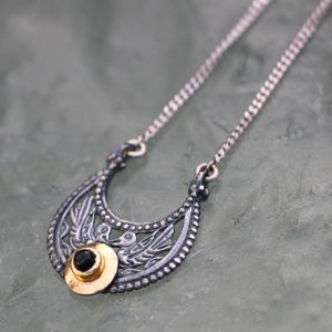 Viking Birds - necklace, silver 925 and Moldavite