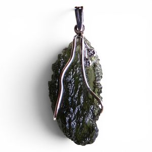 Silberanhänger mit natürlichem Moldavit, Ag 925