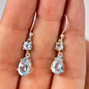 KYANE, silver earrings, blue topaz, Ag 925/1000