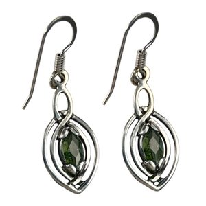 MAIA, earrings, faceted Moldavite, silver