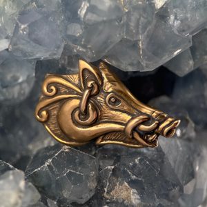 Celtic Boar - head, bronze pendant