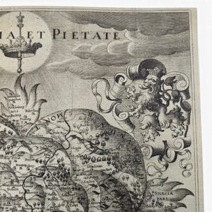 Historische Karte Bohemiae Rosa von 1668, handgeschöpftes Papier