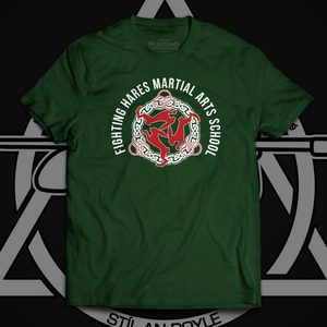 FIGHTING HARES, Irish Stick Fighting, green men's t-shirt