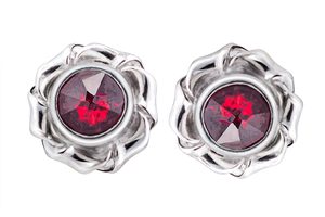 ROSA, silver earrings with garnets, Ag 925/1000