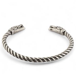 WOLF HEADS, Viking bracelet, Burg, Gotland, sterling silver, 43 g