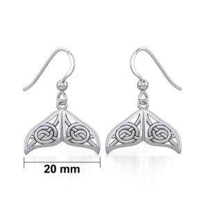 Boucles d'oreilles argent queue de baleine avec nœuds celtiques