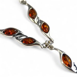 VALERIA, silver necklace, amber, Ag 925/1000