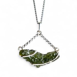 QUASAR, Moldavite pendentif, argent 925/1000