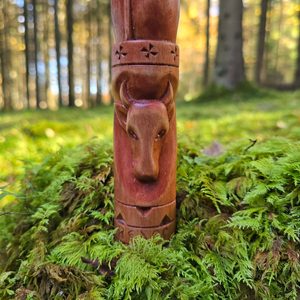 VELES, Slavic God of the Forest, carved statue