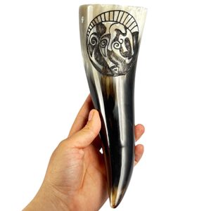 BOAR, engraved Celtic Drinking Horn