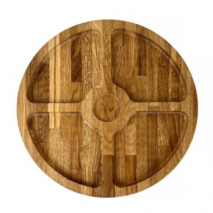 Assiette de service en chêne 4+1