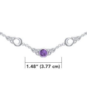 MOON PHASES, silver necklace with amethyst Ag 925