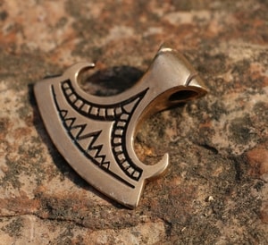 PERUN'S BEARDED AXE, bronze pendant