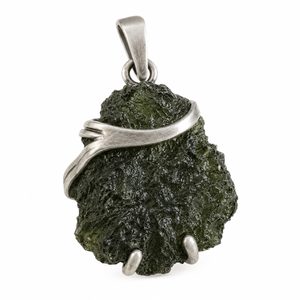 Silberanhänger mit natürlichem Moldavit, 925er Silber