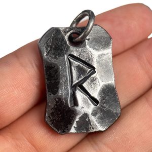 RAIDHO, forged iron rune pendant