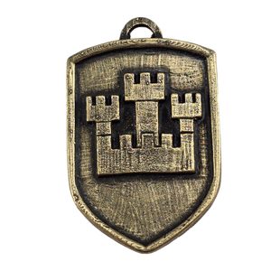 PRAGUE, armoiries médiévales dans un bouclier, XIVe siècle, zinc, laiton ancien