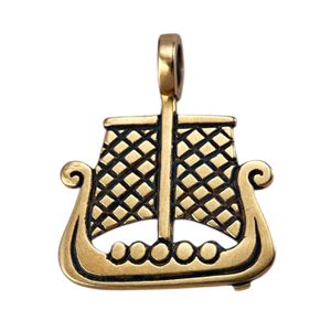 VIKING SHIP, bronze pendant