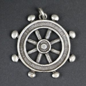 Steering Wheel, massive zinc pendant, antique silver