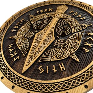Gungni, Huginn and Muninn, wooden wall picture 32cm