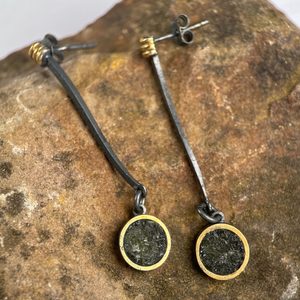 Boucles d'oreilles en argent - Moldavite, Ag 925/1000