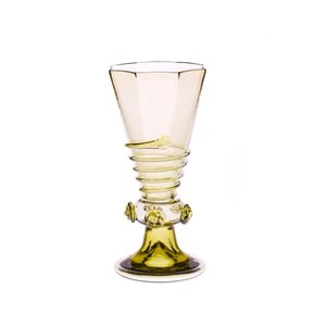 HISTORICAL GREEN GLASS GOBLET