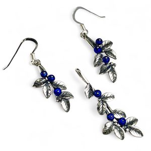 Blueberries, jewellery set, silver
