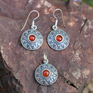 ISOLDA, hessonite, silver earrings