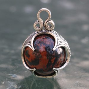 Jasper - black and red, Viking pendant, Gotland, silver 925/1000