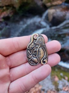 Vodnik, Slavic Water sprite, pendant, zinc, antique brass