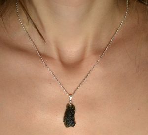 Moldavite - tektite from Bohemia, silver pendant