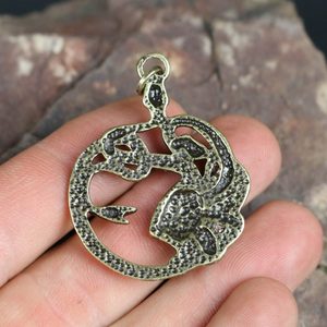 MEDUSA, antique, zinc pendant, antique zinc